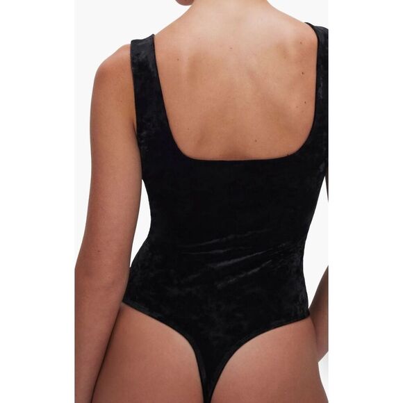 Good American Black Velvet Cheeky Bodysuit Square Neck Size 6=3X or 22-24 NWT - Picture 2 of 13